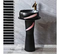 Meuble de coiffeuse avec lavabo, lavabo de salle de bain avec piédestal complet, lavabo cylindrique de salle de bain avec piédestal indépendant, avec socle, unité de lavabo sur pied dure et facile à