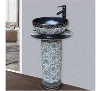 Meuble de coiffeuse avec lavabo, lavabo de salle de bain avec piédestal complet, lavabo cylindrique de salle de bain avec piédestal indépendant, avec socle, unité de lavabo sur pied dure et facile à