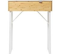 Meuble de coiffeuse en bois coloris blanc et naturel - longueur 72 x Profondeur 33 x Hauteur 88 cm -PEGANE- Blanc