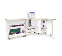 Meuble de couture pour machine à coudre et surjeteuse | Couleur : Blanc