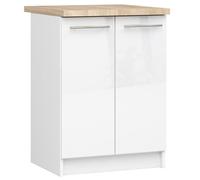 Meuble de cuisine bas AKORD S60 OLIWIA modulable Blanc 60 cm 2 portes façade Blanche Brillante 2 étagères 60x46x85 cm