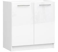Meuble de cuisine bas AKORD S80 pour évier OLIWIA modulable Blanc 80 cm 2 portes couleur Blanc Brillant 1 étagère 80x46x82 cm