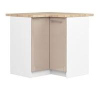 Meuble de cuisine bas AKORD S90 d'angle OLIWIA Blanc 90 cm 2 portes façade Cappuccino Brillant 2 étagères 90x46x85 cm