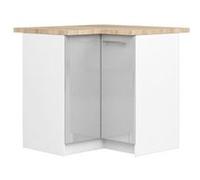 Meuble de cuisine bas AKORD S90 d'angle OLIWIA Blanc 90 cm 2 portes façade Métallique Brillant 2 étagères 90x46x85 cm