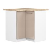 Meuble de cuisine bas AKORD S90 d'angle OLIWIA Blanc 90 cm 2 portes façade Cappuccino Brillant 2 étagères 90x46x85 cm