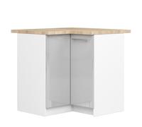 Meuble de cuisine bas AKORD S90 d'angle OLIWIA Blanc 90 cm 2 portes façade Métallique Brillant 2 étagères 90x46x85 cm