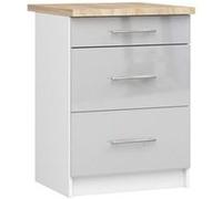 Meuble de cuisine bas AKORD S60 OLIWIA modulable Blanc 60 cm 3 tiroirs façade Métallique Brillant 60x46x85 cm