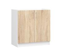 Meuble de cuisine bas armoire de cuisine S80 pour évier LIMA modulable Blanc 80 cm 2 portes couleur Chêne Sonoma 1 étagère 80x44,5x82 cm
