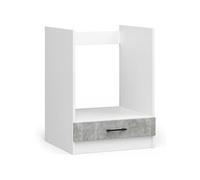 Meuble de cuisine bas / Armoire de four S60 à four OLIWIA modulable Blanc 60 cm 1 porte couleur Béton 1 étagère 60x55x82 cm