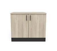 PEGANE Meuble de Cuisine Bas Coloris chêne kronberg, Noir Mat - Longueur 100 x Hauteur 85 x Profondeur 60 cm