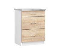 Meuble de cuisine bas S60 LIMA modulable Blanc 60 cm 3 tiroirs façade Chêne Sonoma 60x44,5x82 cm
