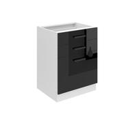 Meuble de cuisine - BELINI - SDSZ - 2 tiroirs - 1 porte - Noir très brillant