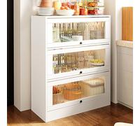 Meuble de cuisine blanc à 2/3/4/5 niveaux avec porte en verre - Organisateur de salle à manger - Buffet élégant et fonctionnel pour le rangement de la maison