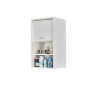 Meuble de Cuisine Blanc A Rideau 2 Etagères 40 x 72 x 35 cm - L 40 x l 35 x H 72 cm