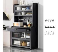 Meuble de Cuisine Colonne avec Tiroir, Buffet Haut, Étagère de Rangement pour la Maison, Micro Ondes (Grey, 80cm)