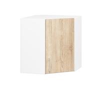 Meuble de cuisine d' angle W60 accr. au mur LIMA modulable Blanc 60 cm 1 porte façade Chêne Sonoma 2 étagères 60x30,5x58 cm