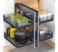 Meuble de cuisine d'angle avec double étagère rotative pour armoires de 900 mm à 1000 mm, solution de rangement peu encombrante pour la cuisine.
