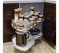 Meuble de cuisine de 900 mm à 2 niveaux avec système de fermeture amortie - Convient aux armoires de 900 mm/1000 mm - Ouverture droite ou gauche - Panier d'angle blanc
