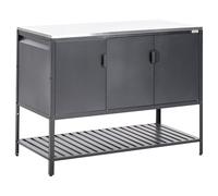 Meuble de Cuisine d'Extérieur en Acier Inoxydable à 3 Portes avec Dessus Noir