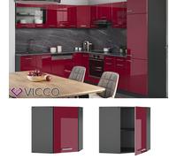 Meuble haut angle VICCO R-Line Anthracite/Bordeaux Brillant 57 cm