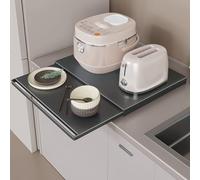 Meuble de cuisine extractible en acier carbone avec tiroirs coulissants et étagères pour four à micro-ondes et petits appareils
