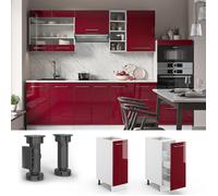 Vicco Meuble de Cuisine Fame-Line, Rouge Bordeaux Haute Brillance/Blanc, 30 cm sans Plan de Travail