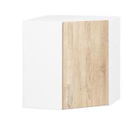 Meuble de cuisine haut AKORD d'angle W60 LIMA modulable Blanc 60 cm 1 porte façade Chêne Sonoma 2 étagères 60x30,5x58 cm