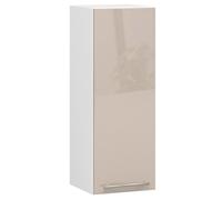 Meuble de cuisine haut AKORD W30 OLIWIA modulable Blanc 30 cm 1 porte façade Cappuccino Brillant 2 étagères 30x30x72 cm