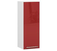 Meuble de cuisine haut AKORD W30 OLIWIA modulable Blanc 30 cm 1 porte façade Rouge Brillante 2 étagères 30x30x72 cm