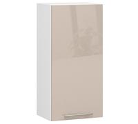 Meuble de cuisine haut AKORD W40 OLIWIA modulable Blanc 40 cm 1 porte façade Cappuccino Brillant 2 étagères 40x30x72 cm
