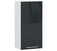 Meuble de cuisine haut AKORD W40 OLIWIA modulable Blanc 40 cm 1 porte façade Graphite Brillant 2 étagères 40x30x72 cm