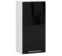 Meuble de cuisine haut AKORD W40 OLIWIA modulable Blanc 40 cm 1 porte façade Noir Brillant 2 étagères 40x30x72 cm
