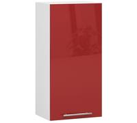 Meuble de cuisine haut AKORD W40 OLIWIA modulable Blanc 40 cm 1 porte façade Rouge Brillante 2 étagères 40x30x72 cm