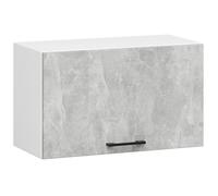 Meuble de cuisine haut W60 hotte OLIWIA modulable Blanc 60 cm 1 porte couleur Béton 1 étagère 60x30x29 cm