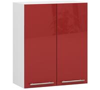 Meuble de cuisine haut AKORD W60 OLIWIA modulable Blanc 60 cm 2 portes façade Rouge Brillante 2 étagères 60x30x72 cm