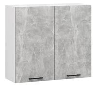 Meuble de cuisine haut AKORD W80 H720 Blanche, façade Gris 2 portes, 2 étagères 72x80x30 cm
