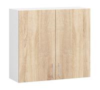 Meuble de cuisine haut AKORD W80 LIMA modulable Blanc 80 cm 2 portes façade Chêne Sonoma 2 étagères 80x30,5x72 cm