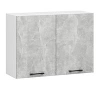 Meuble de cuisine haut AKORD W80 OLIWIA modulable Blanc 80 cm 2 portes façade Béton 2 étagères 80x30x58 cm