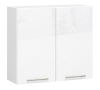 Meuble de cuisine haut AKORD W80 OLIWIA modulable Blanc 80 cm 2 portes façade Blanche Brillante 2 étagères 80x30x72 cm