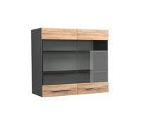 Vicco Meuble de Cuisine Haut vitré Fame-Line, Chêne de Force doré/Anthracite, 80 cm