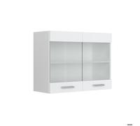 Vicco Meuble de Cuisine Haut vitré R-Line, Blanc Campagne/Blanc, 80 cm