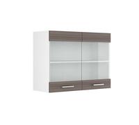Vicco Meuble de Cuisine Haut vitré R-Line, Gris/Blanc, 80 cm