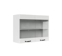 Meuble de cuisine haut vitré R-Line, 80cm, Blanc campagne, Blanc, Vicco