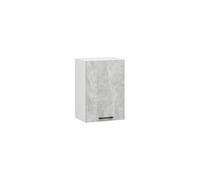 Meuble de cuisine haut W50 OLIWIA modulable Blanc 50 cm 1 porte façade Béton 2 étagères 50x30x58 cm