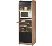 SIMMOB Meuble de Cuisine Micro-Onde Chêne et Noir 6 Niches L 58,2 H 180,7 P 47 cm