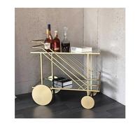 Meuble de Cuisine Mobile Chariot de Bar et Service Bar Roulant Chariot Modernes, îlot Cuisine en Verre métal à 2 Niveaux avec roulettes, étagère Rangement for café/vin(Gold,Petit)