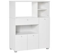 Meuble De Cuisine Multi-Rangements 2 Placards 4 Niches Tiroir Coulissant Dim. 90l X 40l X 120h Cm Panneaux Particules Blanc Blanc