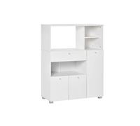 Meuble De Cuisine Multi-Rangements 2 Placards 4 Niches Tiroir Coulissant Dim. 90l X 40l X 120h Cm Panneaux Particules Blanc Blanc