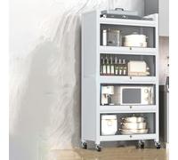 Meuble de Cuisine Rangement Buffet Haut Meuble Colonne Cuisine 60 cm Largeur Blanc, Meuble de Cuisine avec roulettes, Étagère de Rangement pour la Maison(White,42CM_70CM)