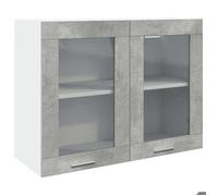 Meuble de cuisine - SWEET - Armoire haut de cuisine Vitrine suspendue ""Lyon"" Gris béton 80x31x60 cm@EU52828280